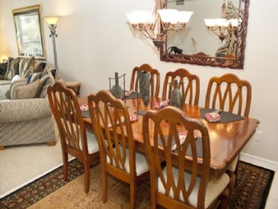 Dining area seats six